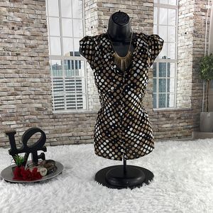 Women’s Apostrophe Multicolored Polka Dot Sleeveless Button Up Blouse (xl) EB12